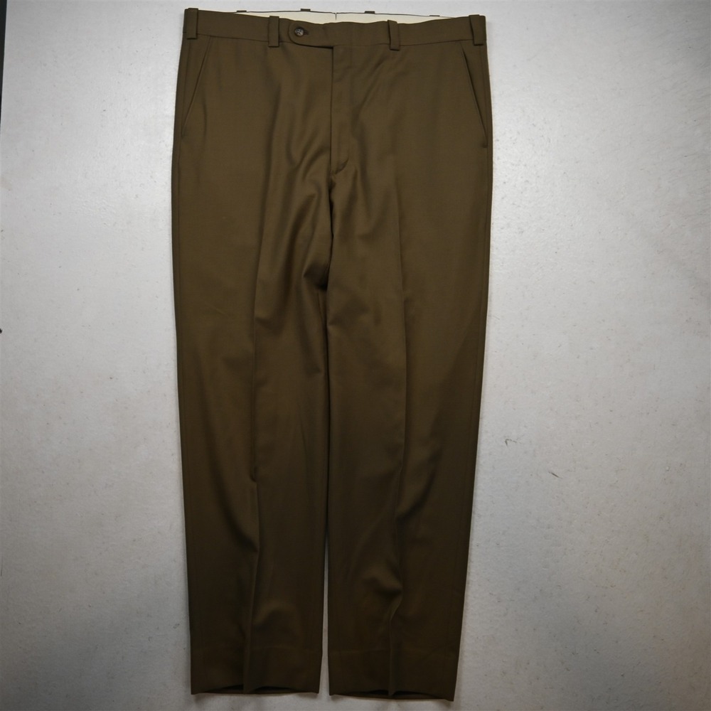 Tom James 40x32 Tan Brown Wool Flat Front Straight Dress Mens Pants